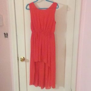 Coral high low dress